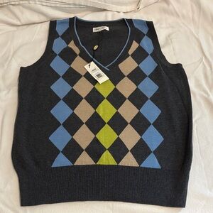 Sport Haley V-Neck Argyle Sweater Vest - Blue, Green, Tan